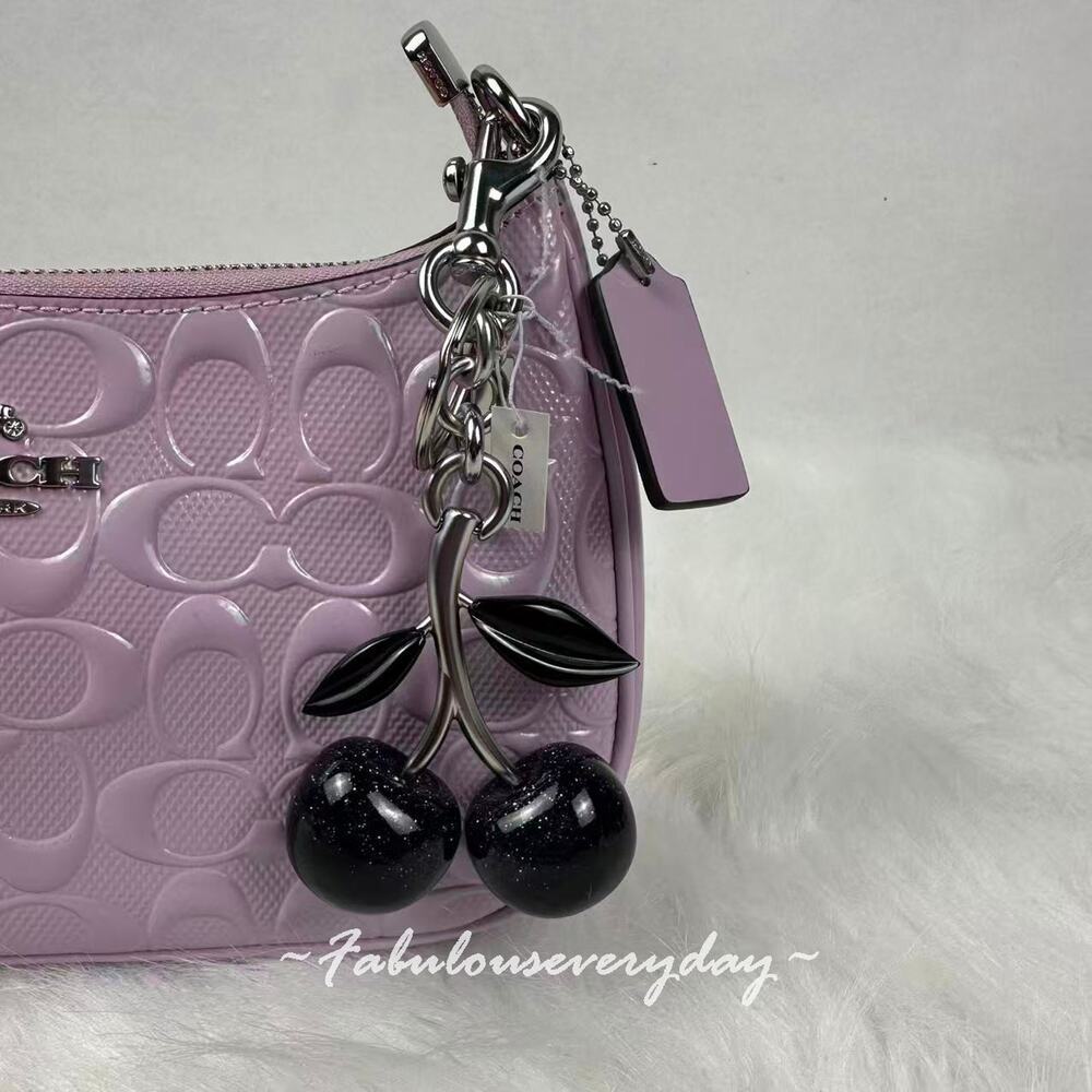 Coach Cherry Bag Charm 88547 Silver/Black Multi NWT